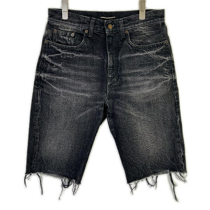 Saint Laurent Paris Black Washed Half Denim Pants 30