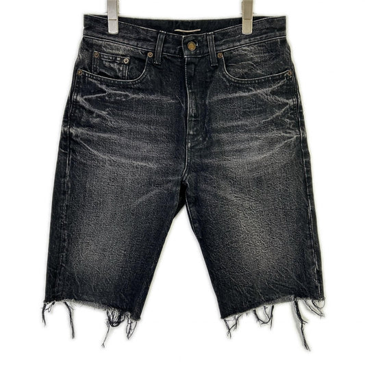 Saint Laurent Paris Black Washed Half Denim Pants 30