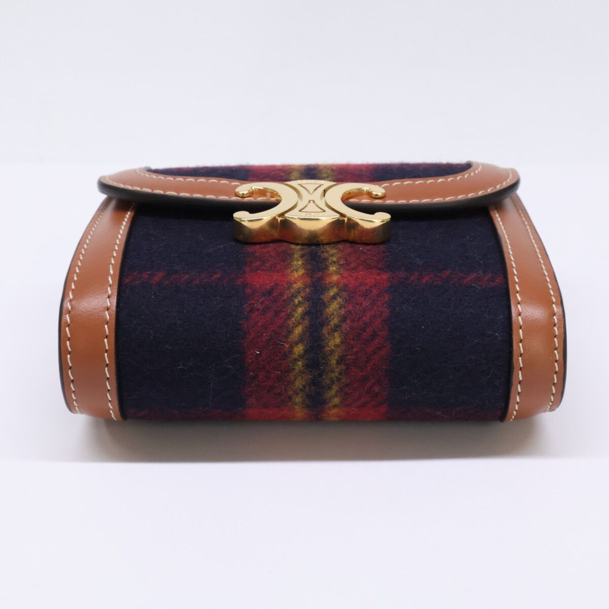 Celine Made Small Flap Wallet Tartan Check Calfskin Triomphe — view 5