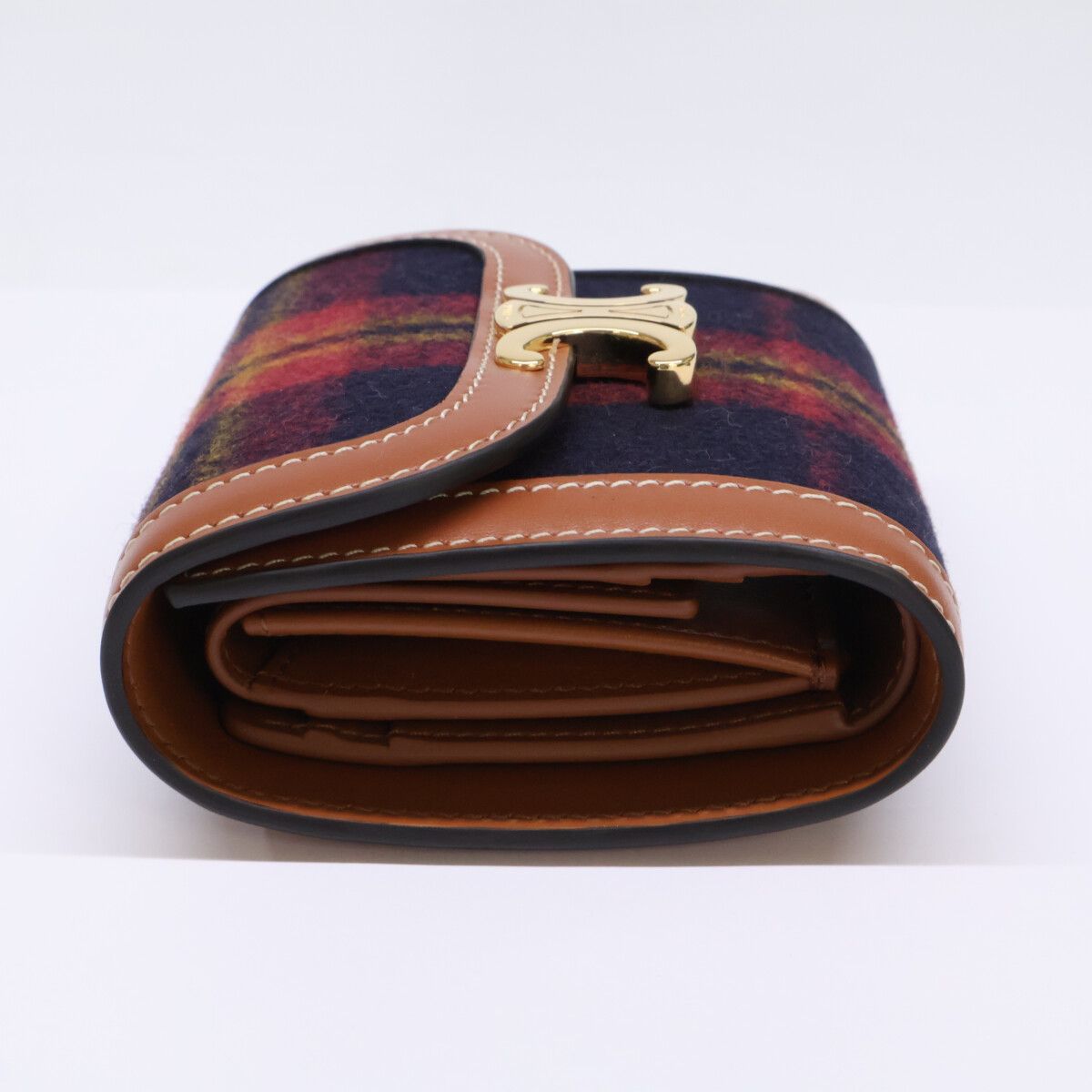 Celine Made Small Flap Wallet Tartan Check Calfskin Triomphe — view 4
