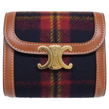Celine Made Small Flap Wallet Tartan Check Calfskin Triomphe