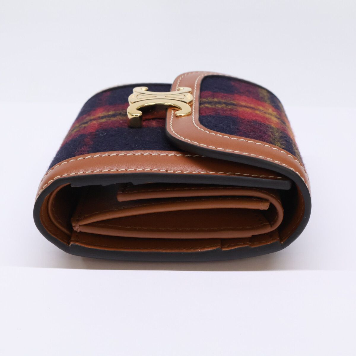 Celine Made Small Flap Wallet Tartan Check Calfskin Triomphe — view 6