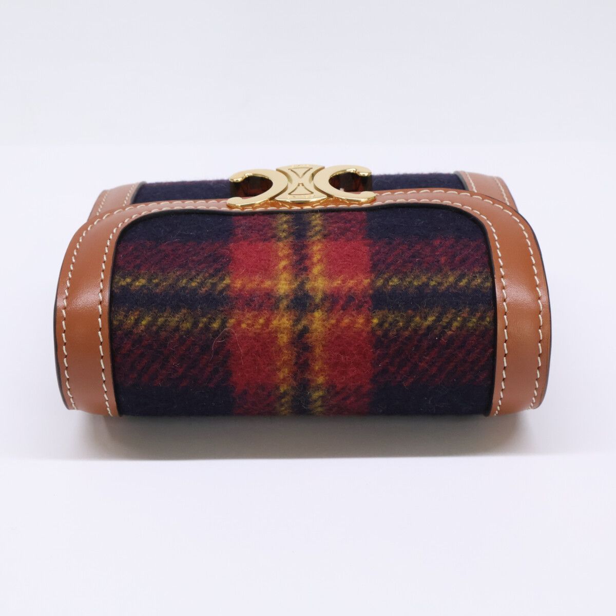 Celine Made Small Flap Wallet Tartan Check Calfskin Triomphe — view 3