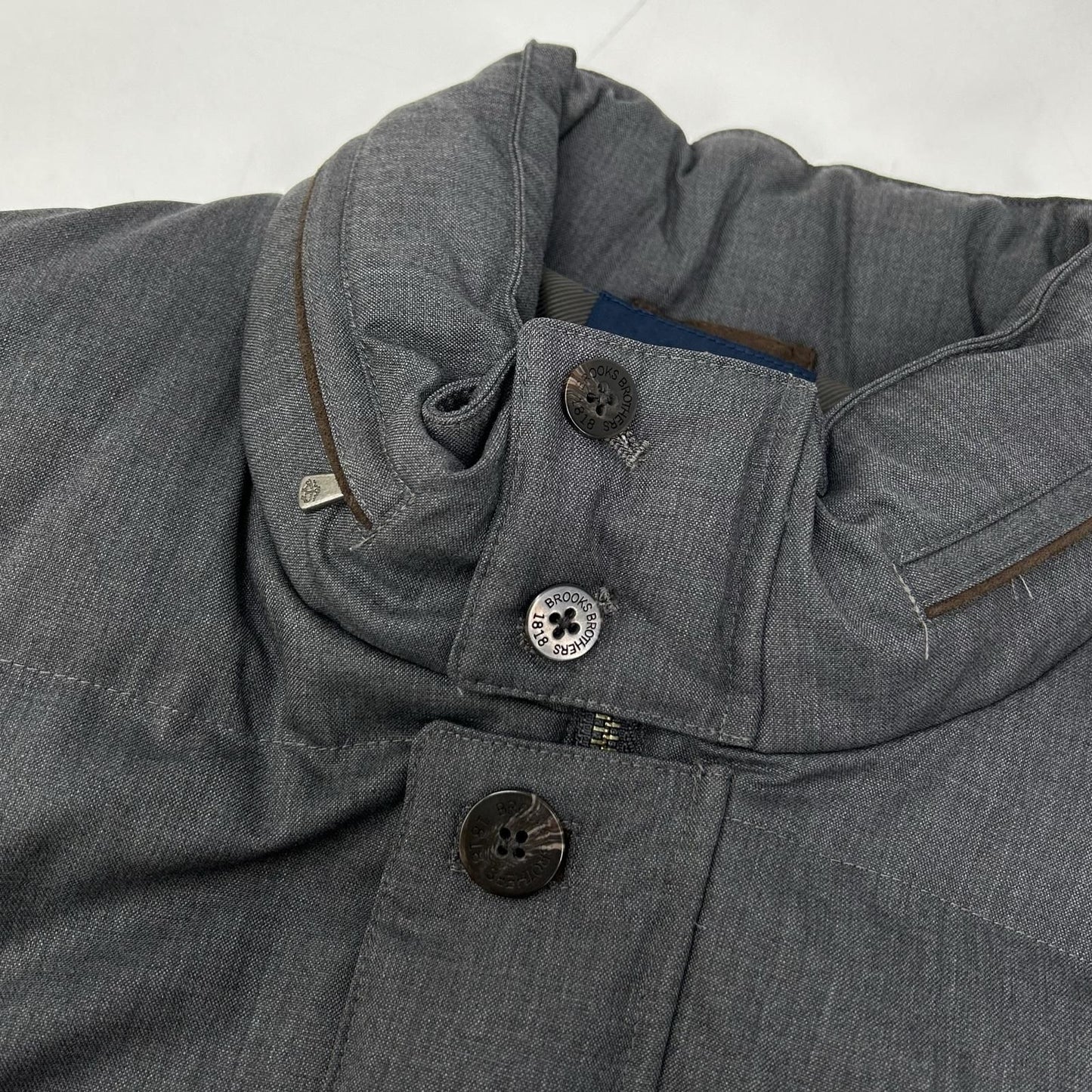 Loro Piana Brooks Brothers Brazza Gray Fabric Wool Down Jacket XL — view 8
