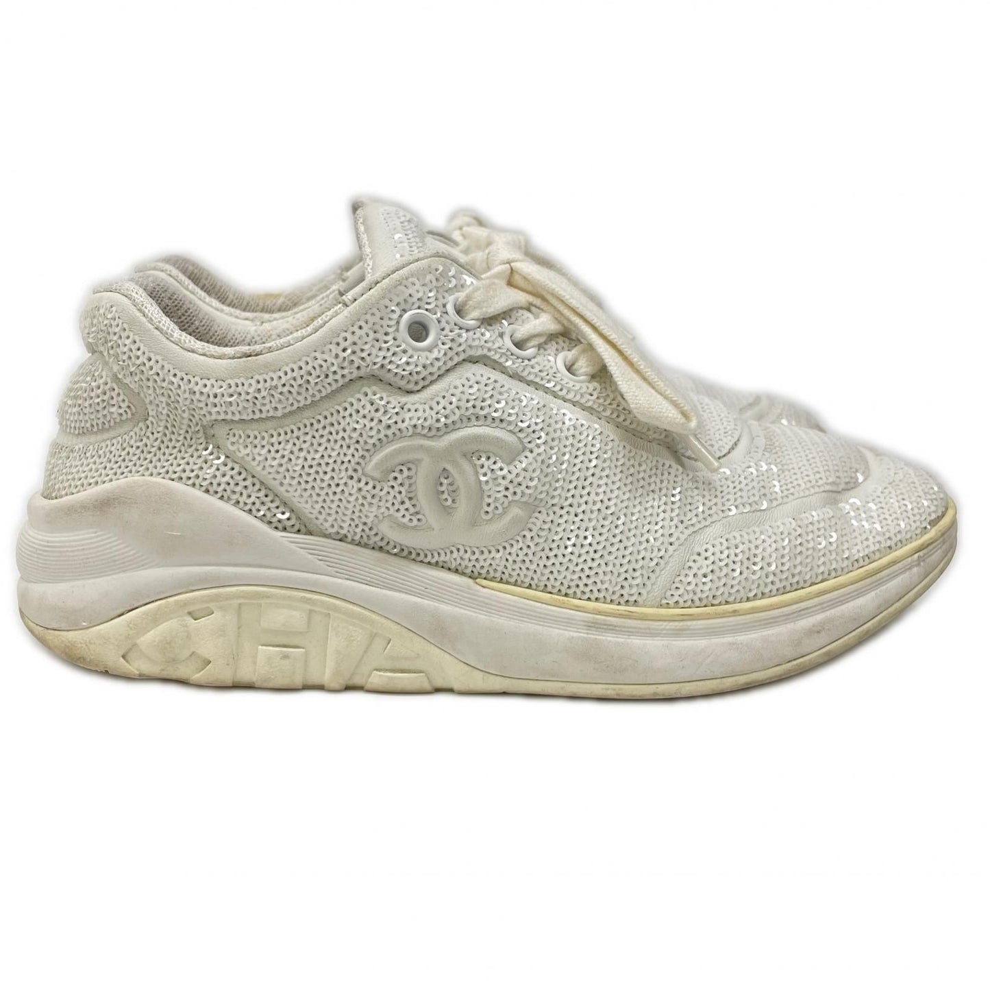 Chanel CC Logo Sequin Sneakers — view 3