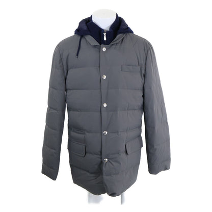 Brunello Cucinelli Wool Cashmere Knit Contrast Hooded Down Jacket