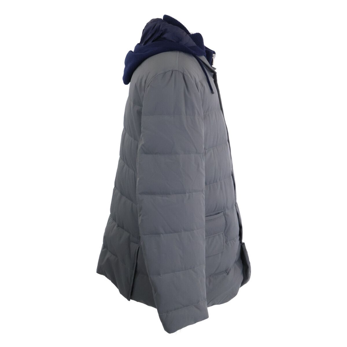 Brunello Cucinelli Wool Cashmere Knit Contrast Hooded Down Jacket — view 4