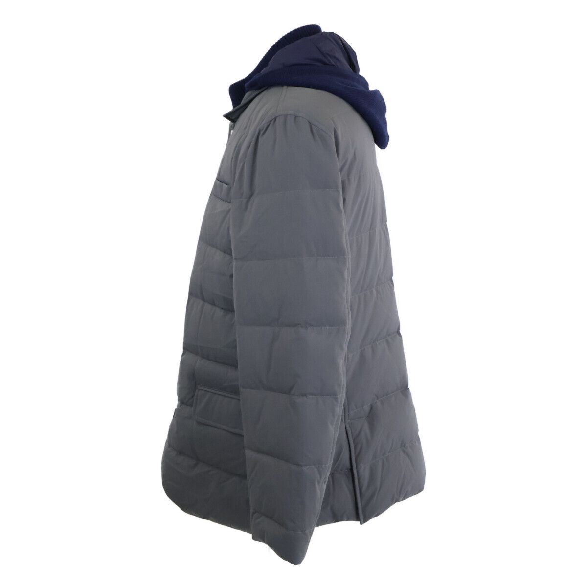 Brunello Cucinelli Wool Cashmere Knit Contrast Hooded Down Jacket — view 2