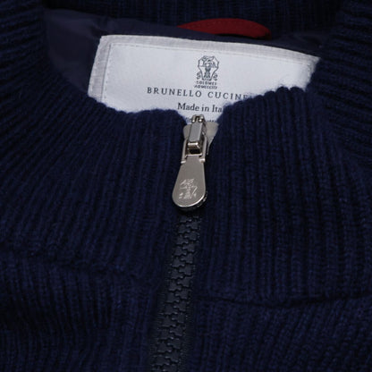 Brunello Cucinelli Wool Cashmere Knit Contrast Hooded Down Jacket — view 9