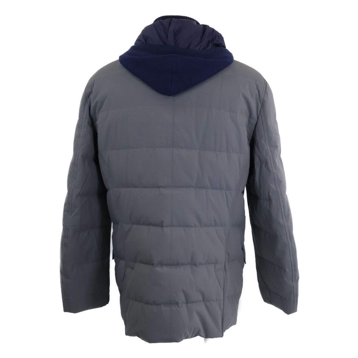 Brunello Cucinelli Wool Cashmere Knit Contrast Hooded Down Jacket — view 3