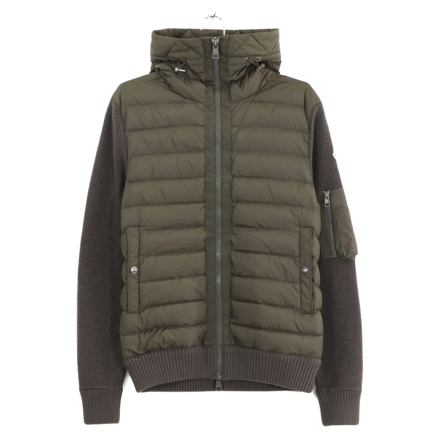 Moncler Cardigan Down Jacket Knit Contrast Hoodie