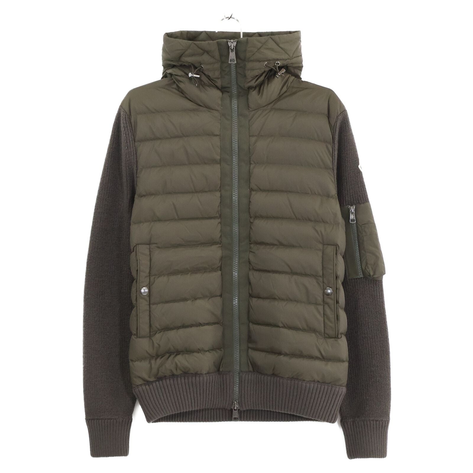 Moncler Cardigan Down Jacket Knit Contrast Hoodie