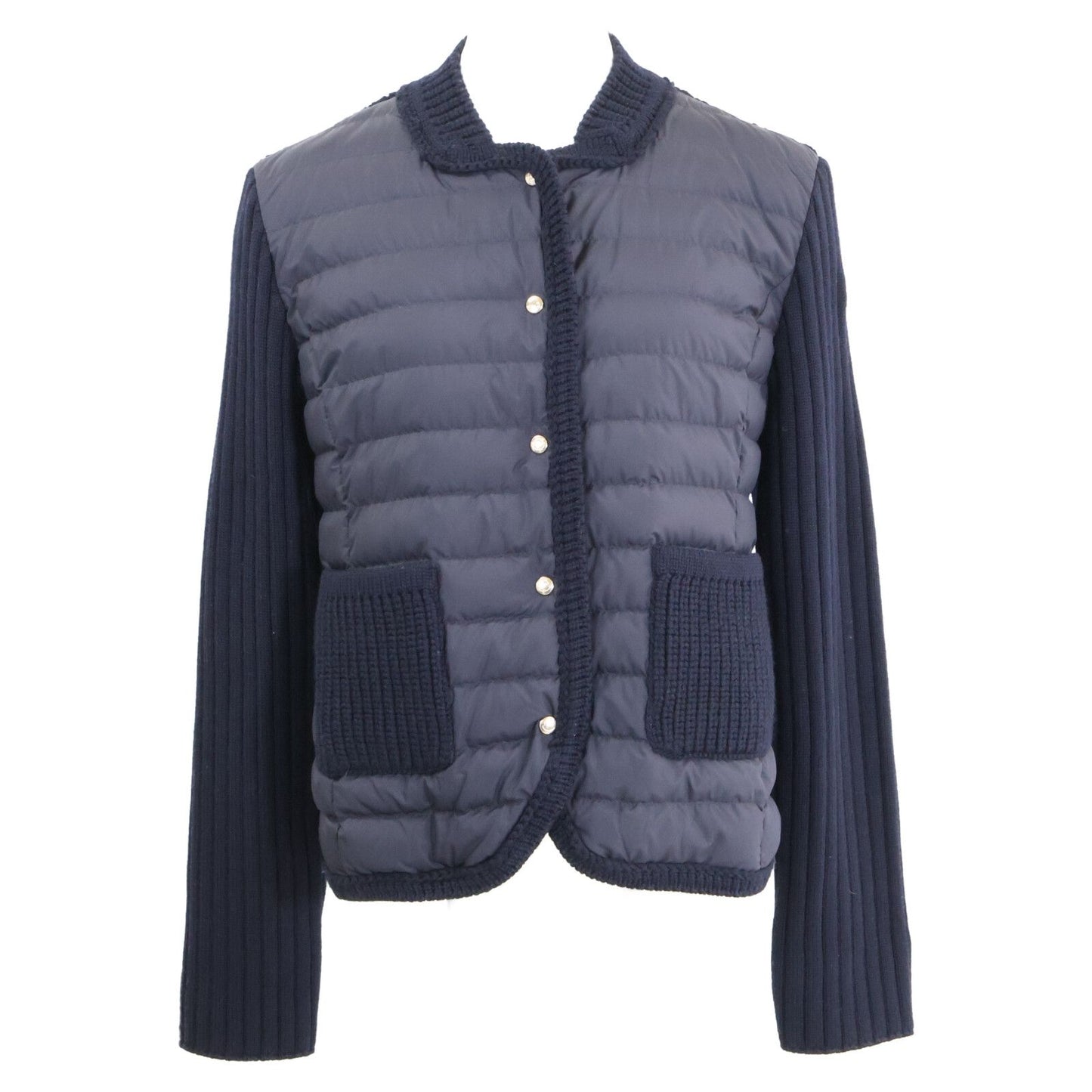 Moncler Cardigan Tricot Down Jacket Knit Contrast