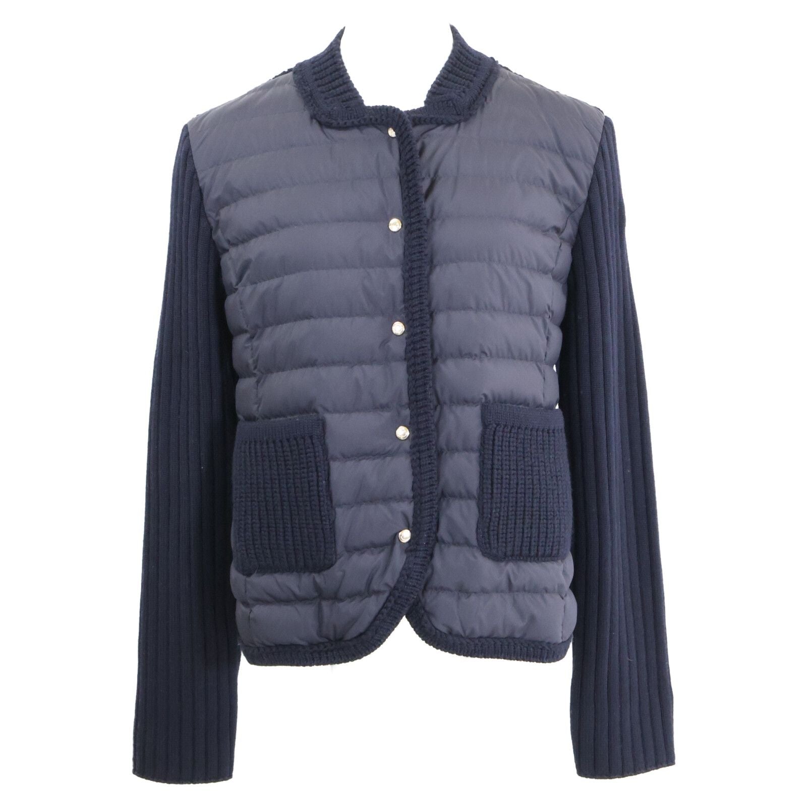 Moncler Cardigan Tricot Down Jacket Knit Contrast