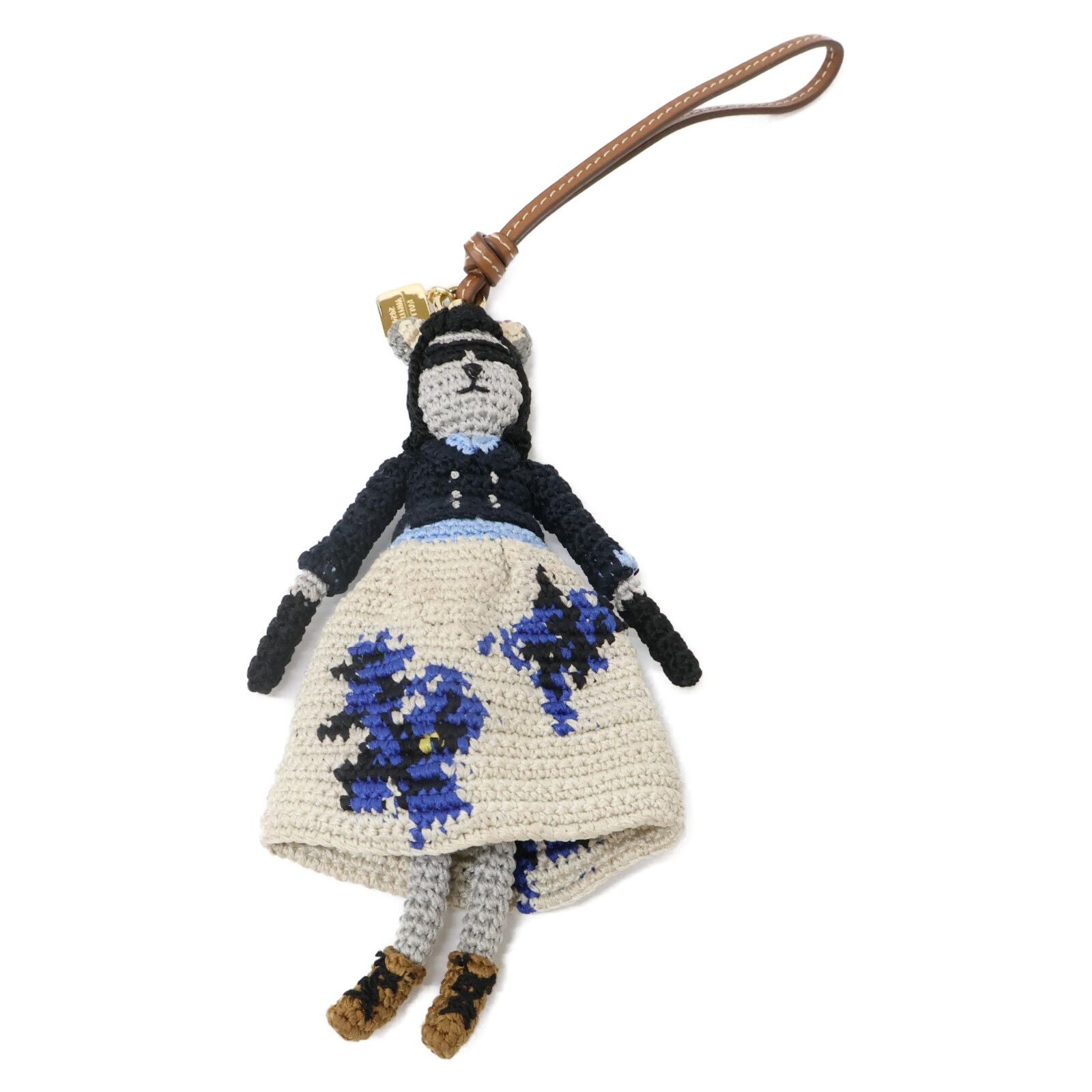 Miu Technical Yarn Trick Leather Strap Bag Charm