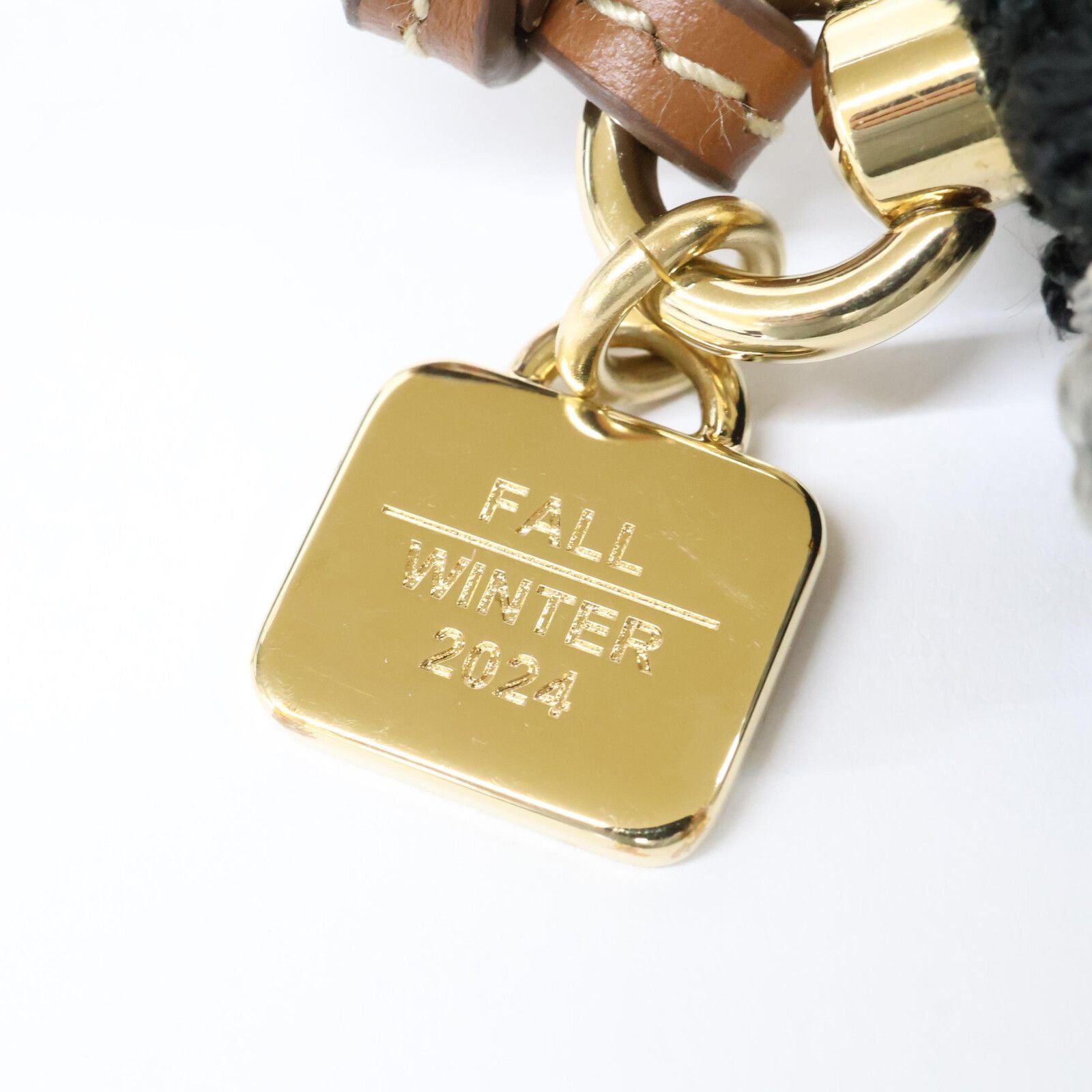Miu Technical Yarn Trick Leather Strap Bag Charm — view 8