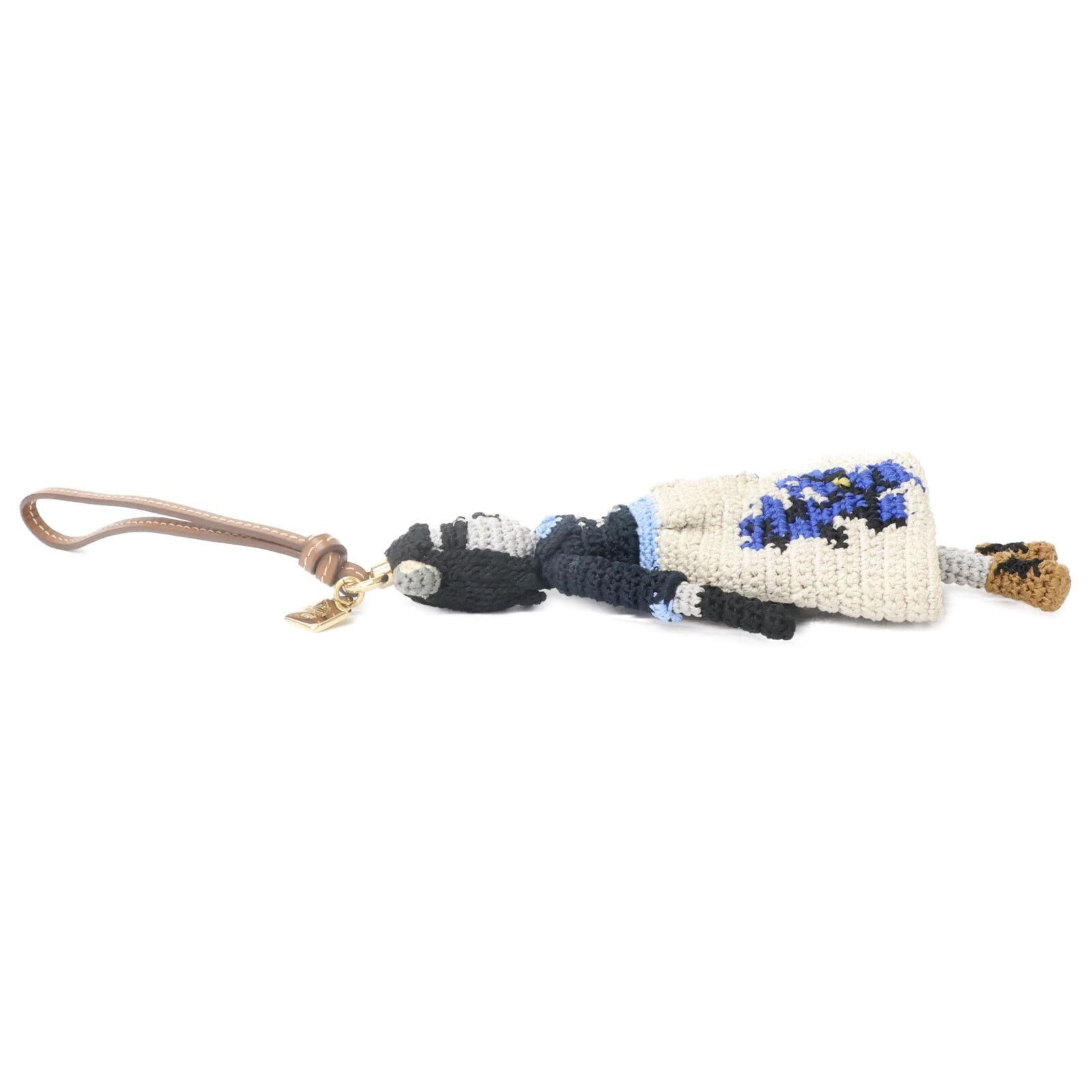 Miu Technical Yarn Trick Leather Strap Bag Charm — view 4