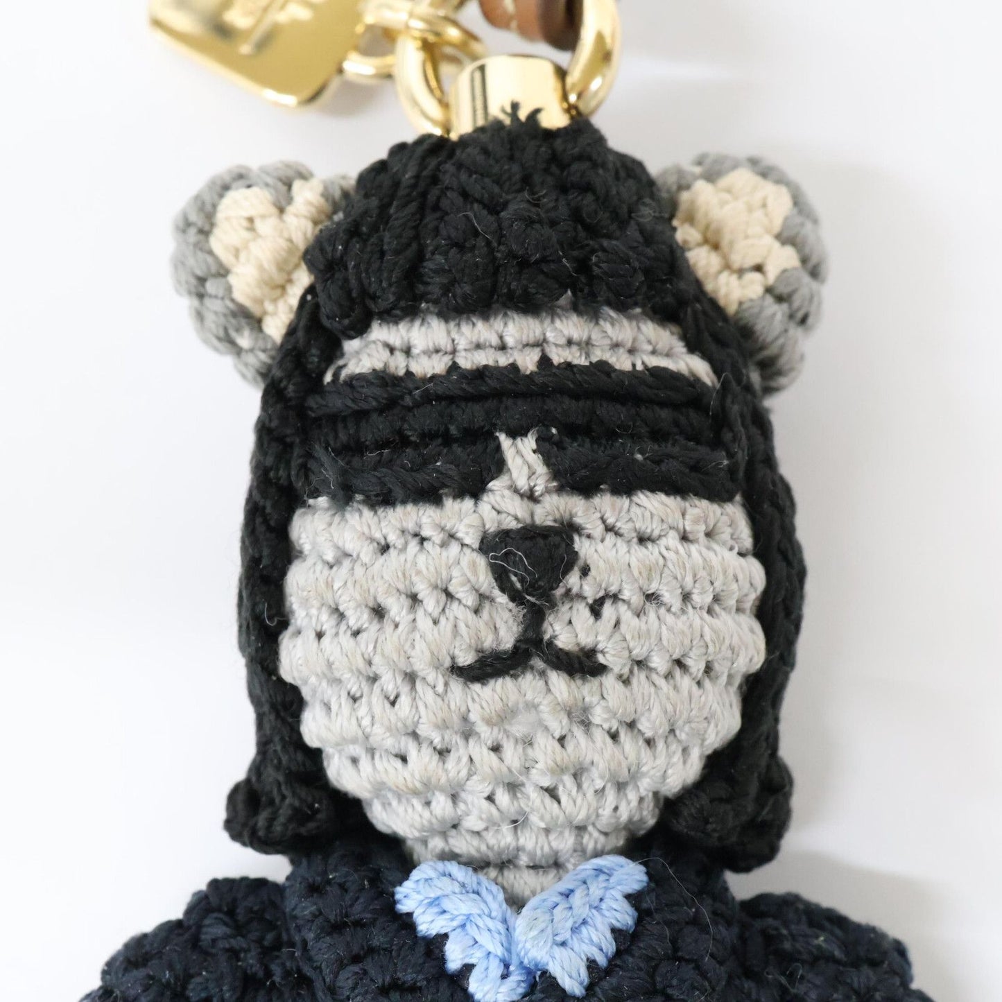 Miu Technical Yarn Trick Leather Strap Bag Charm — view 7