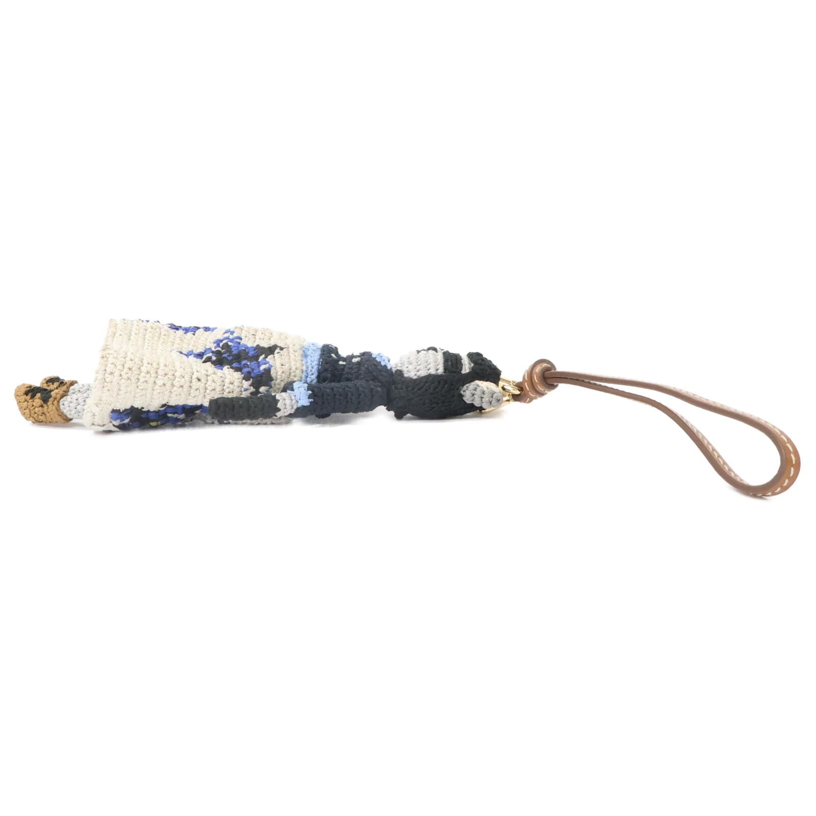 Miu Technical Yarn Trick Leather Strap Bag Charm — view 2