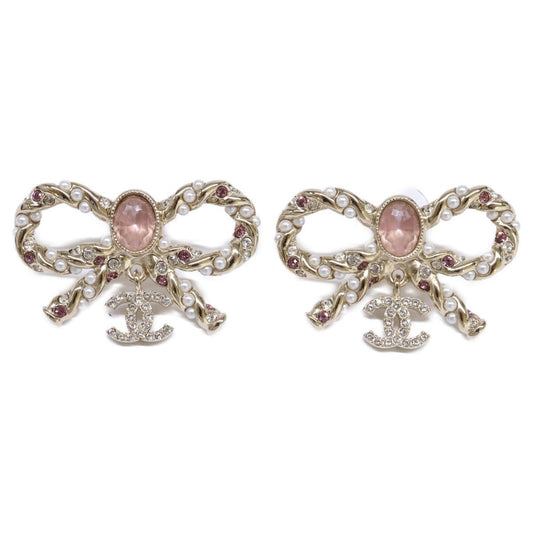 Chanel Ribbon Motif CC Logo Earrings