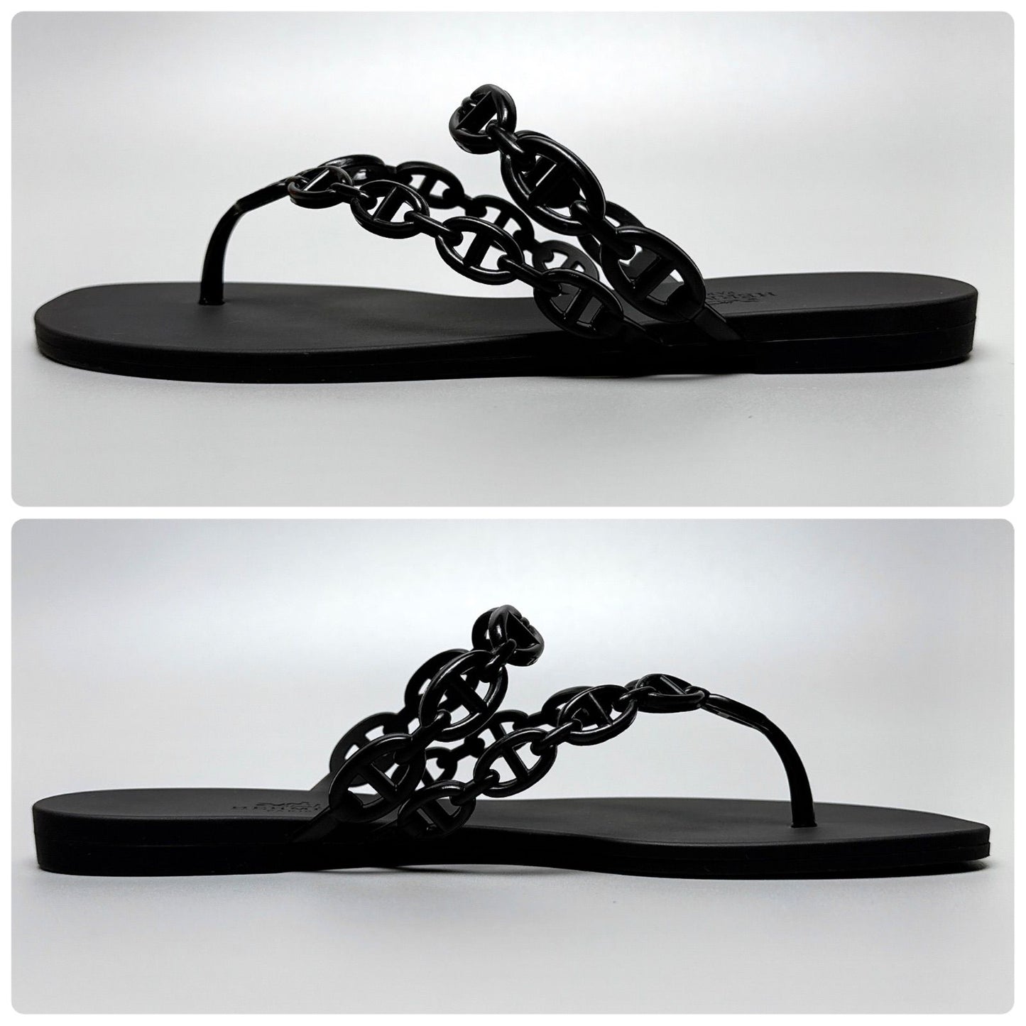 Hermes Island Sandals 38 Black Thong — view 6