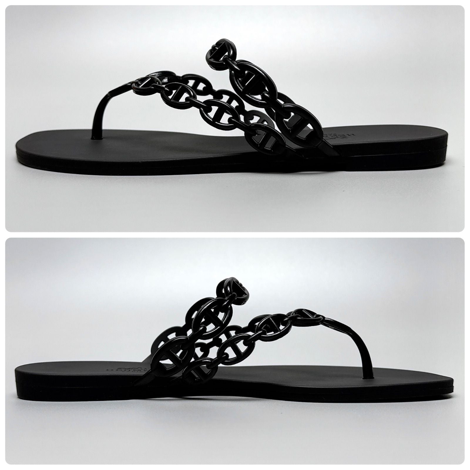 Hermes Island Sandals 38 Black Thong — view 6