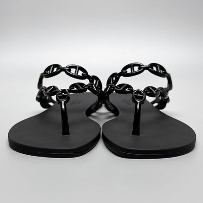 Hermes Island Sandals 38 Black Thong — view 3