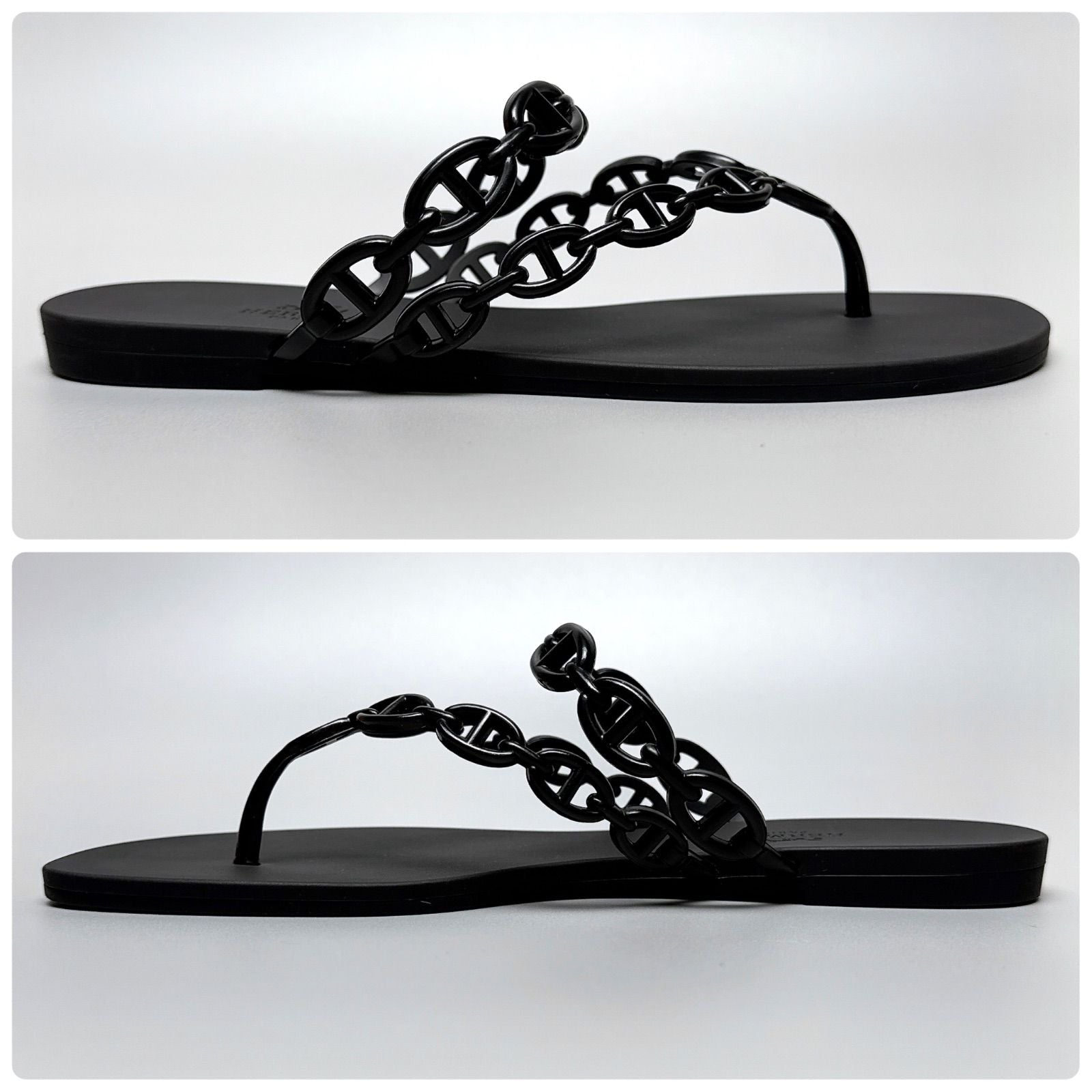 Hermes Island Sandals 38 Black Thong — view 5