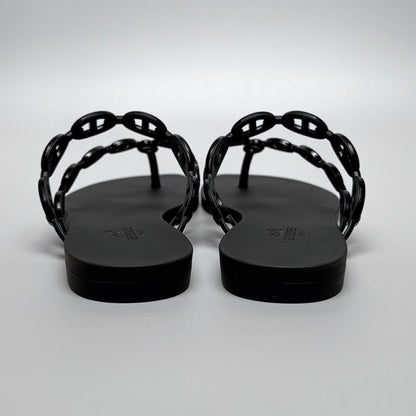 Hermes Island Sandals 38 Black Thong — view 4