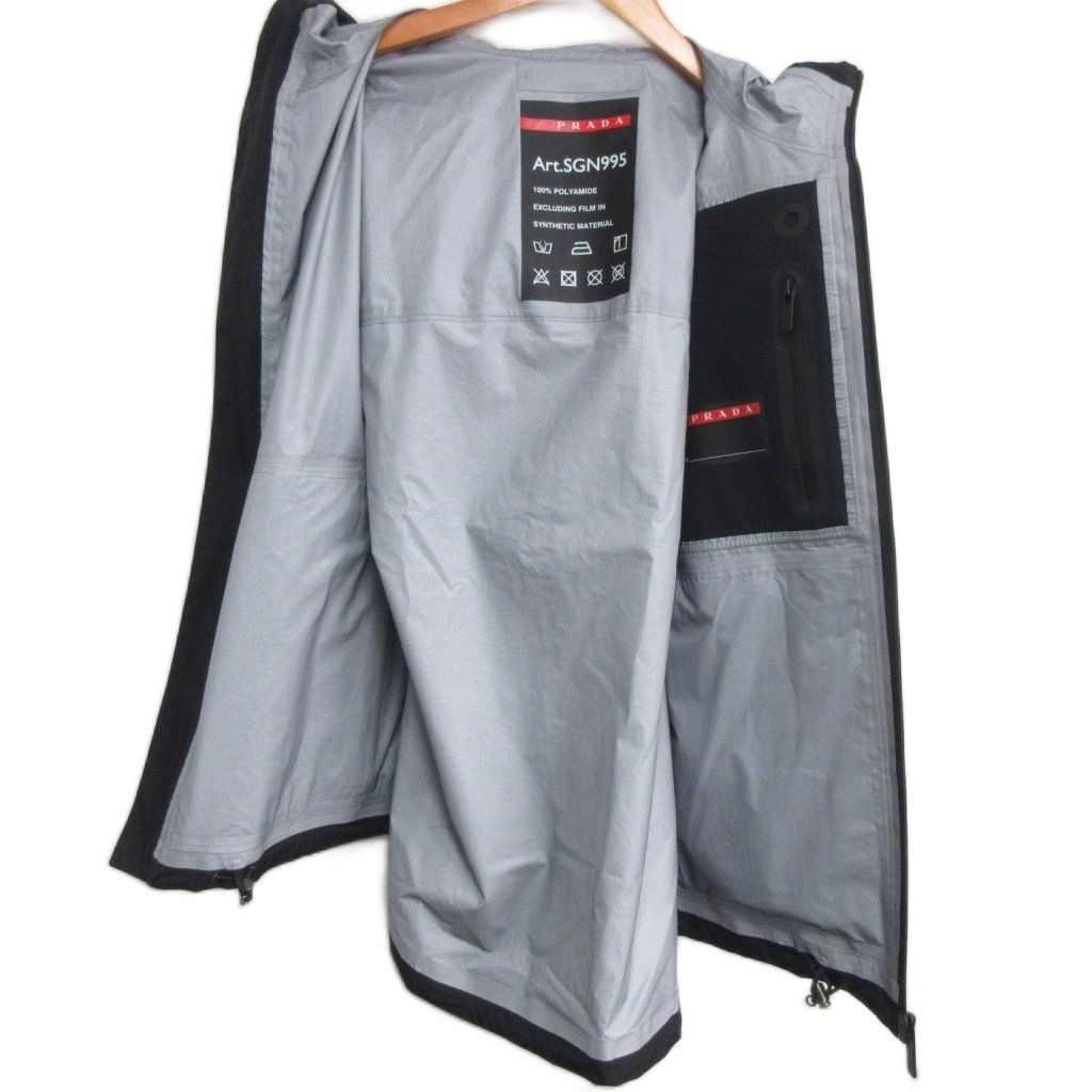 Prada Sport Linea Rossa Nylon Active Vest Hooded Rubber Logo 46 Black — view 5