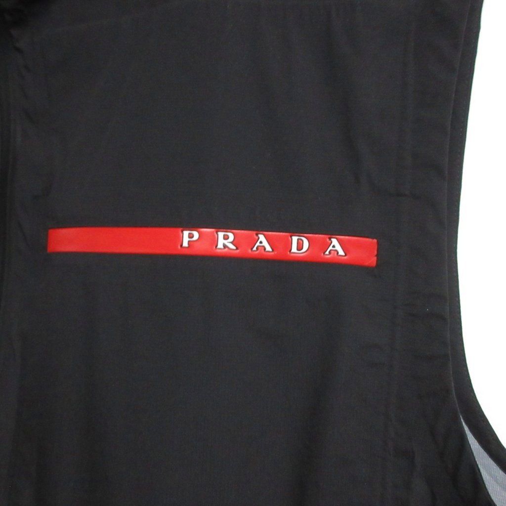 Prada Sport Linea Rossa Nylon Active Vest Hooded Rubber Logo 46 Black — view 6