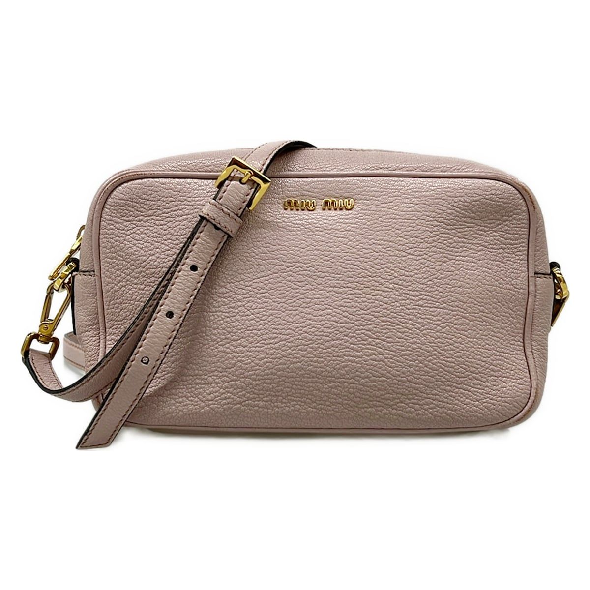 Miu Shoulder Bag Pink Beige Leather