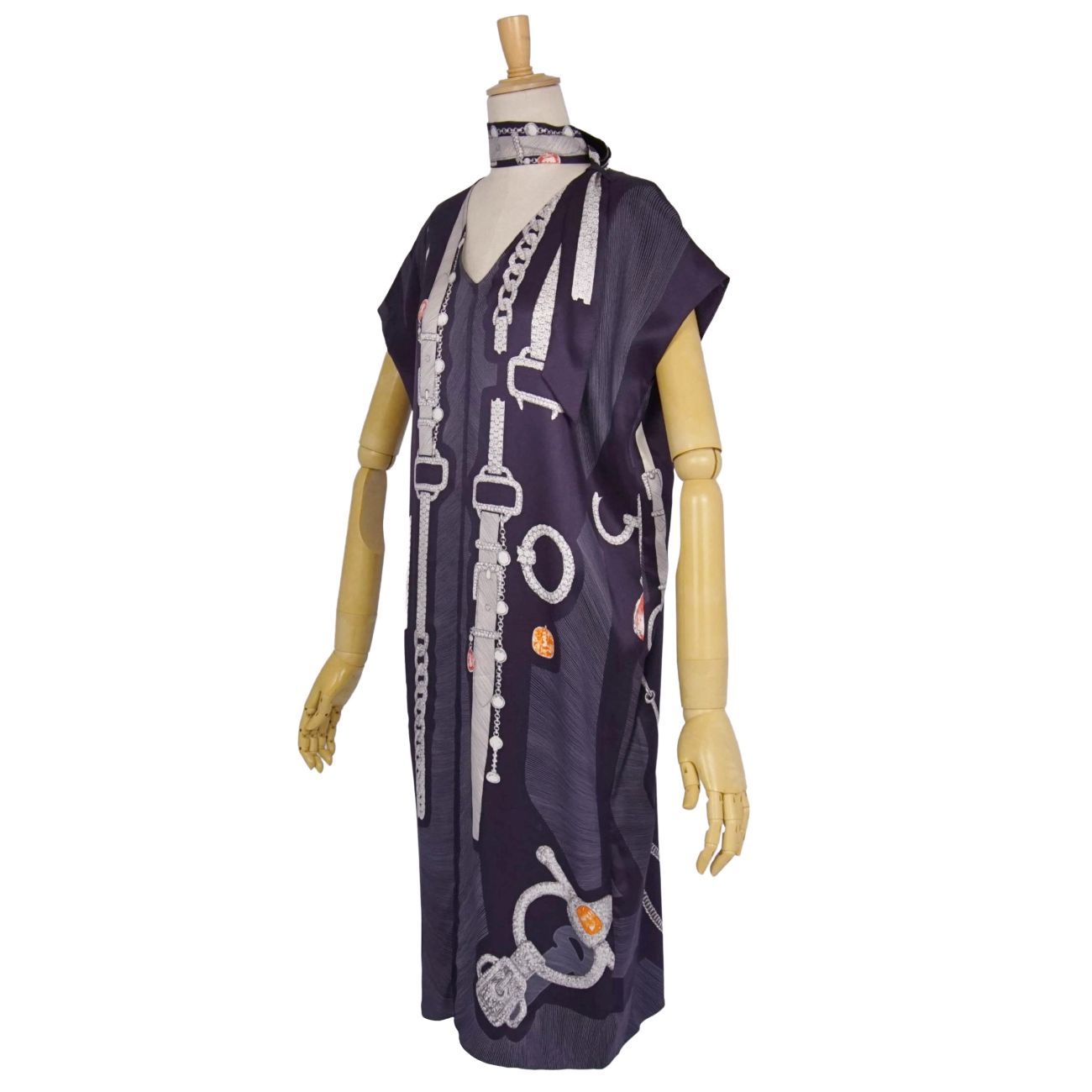 Hermes Dress All Over Pattern Twill Rene Silk — view 4