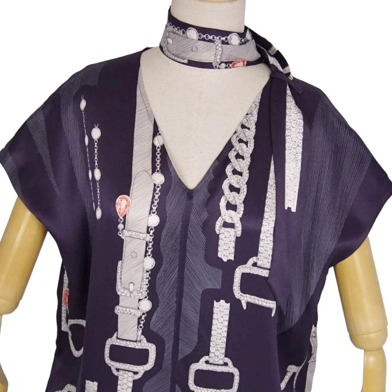 Hermes Dress All Over Pattern Twill Rene Silk — view 3