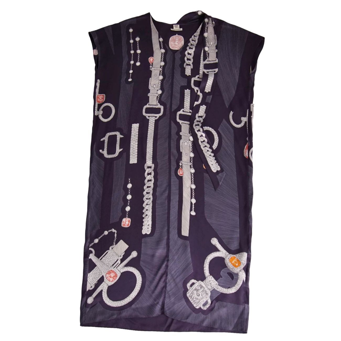 Hermes Dress All Over Pattern Twill Rene Silk