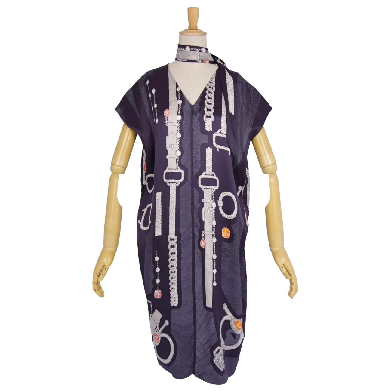 Hermes Dress All Over Pattern Twill Rene Silk — view 2
