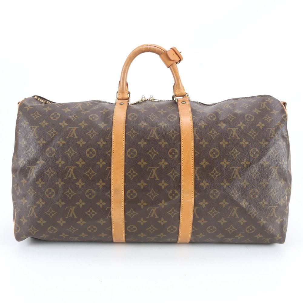 Louis Vuitton Monogram Keepall 55 Leather Boston Bag Business Trip Tote Travel — view 3