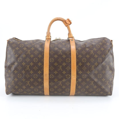 Louis Vuitton Monogram Keepall 55 Leather Boston Bag Business Trip Tote Travel — view 3