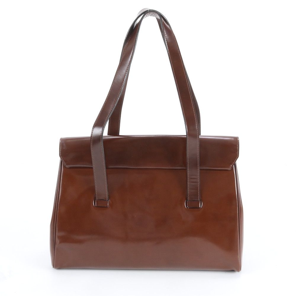 Versace Gianni Leather Tote Shoulder Hand Brown Silver Ewe — view 3