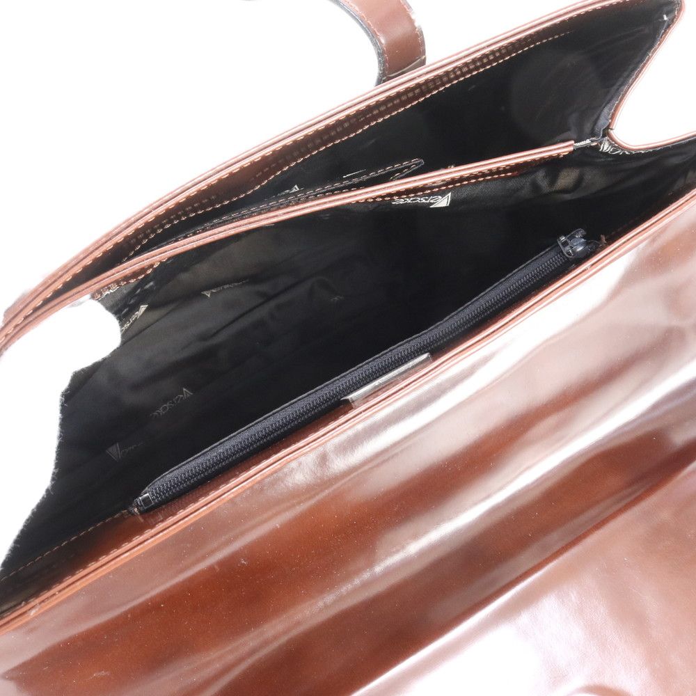 Versace Gianni Leather Tote Shoulder Hand Brown Silver Ewe — view 7