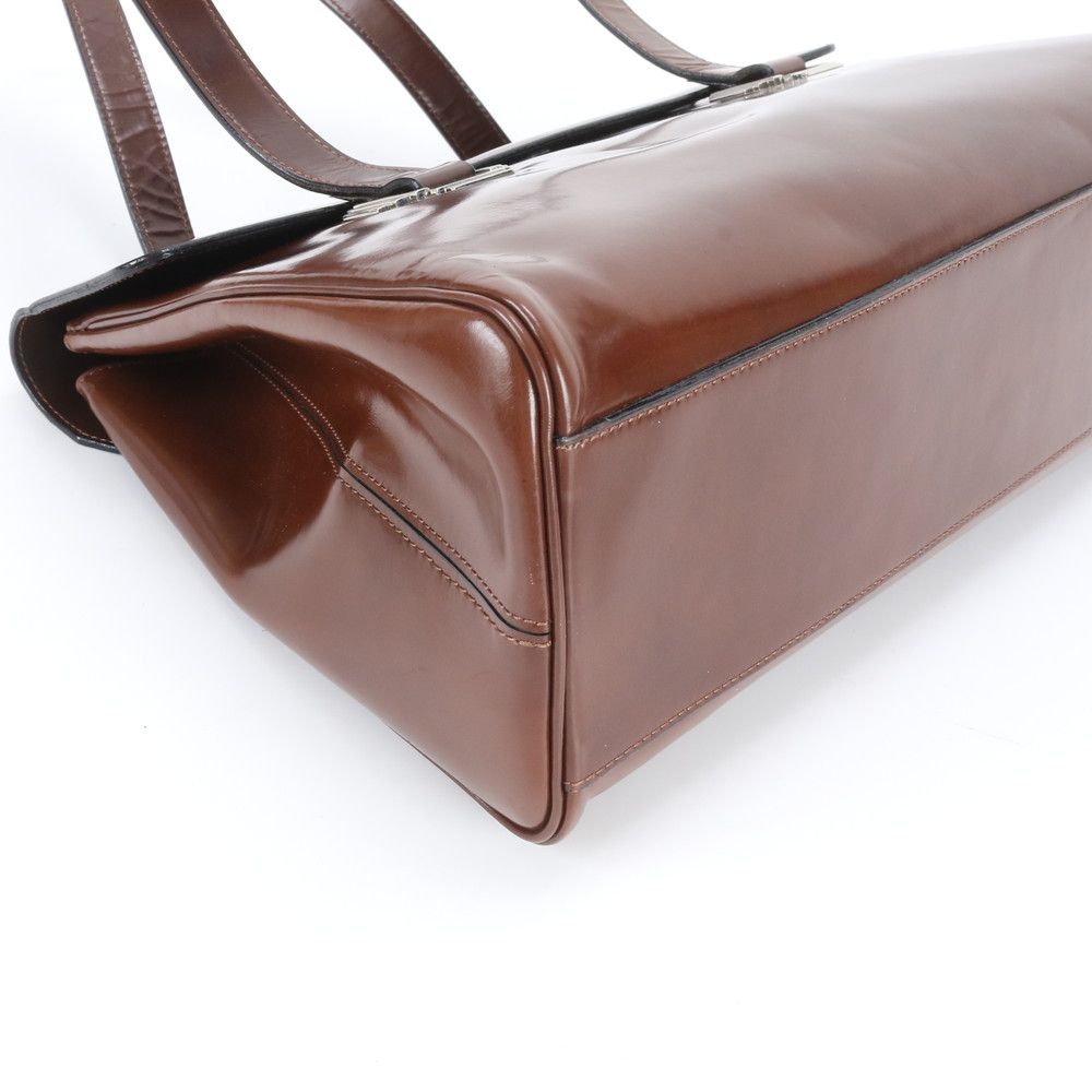 Versace Gianni Leather Tote Shoulder Hand Brown Silver Ewe — view 4