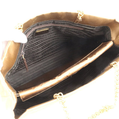 Prada Triangle Logo Chain Shoulder Tote Hand Beige Eie — view 7