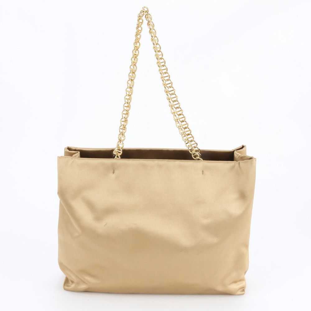 Prada Triangle Logo Chain Shoulder Tote Hand Beige Eie — view 3