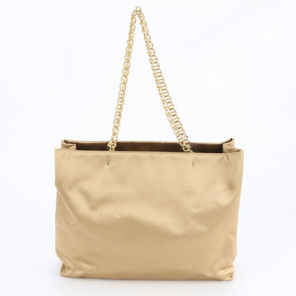 Prada Triangle Logo Chain Shoulder Tote Hand Beige Eie — view 3