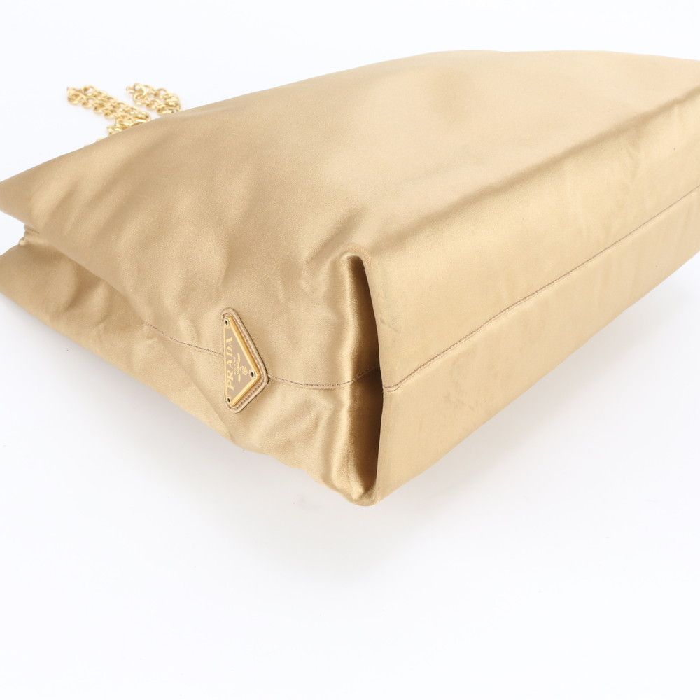 Prada Triangle Logo Chain Shoulder Tote Hand Beige Eie — view 4