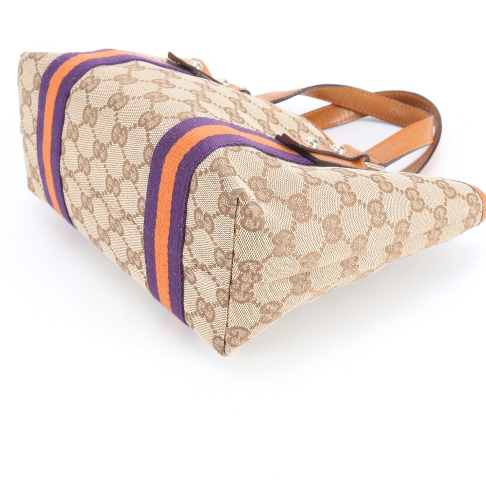 Gucci GG Canvas Charm Leather Handbag Tote Brown Efe — view 5