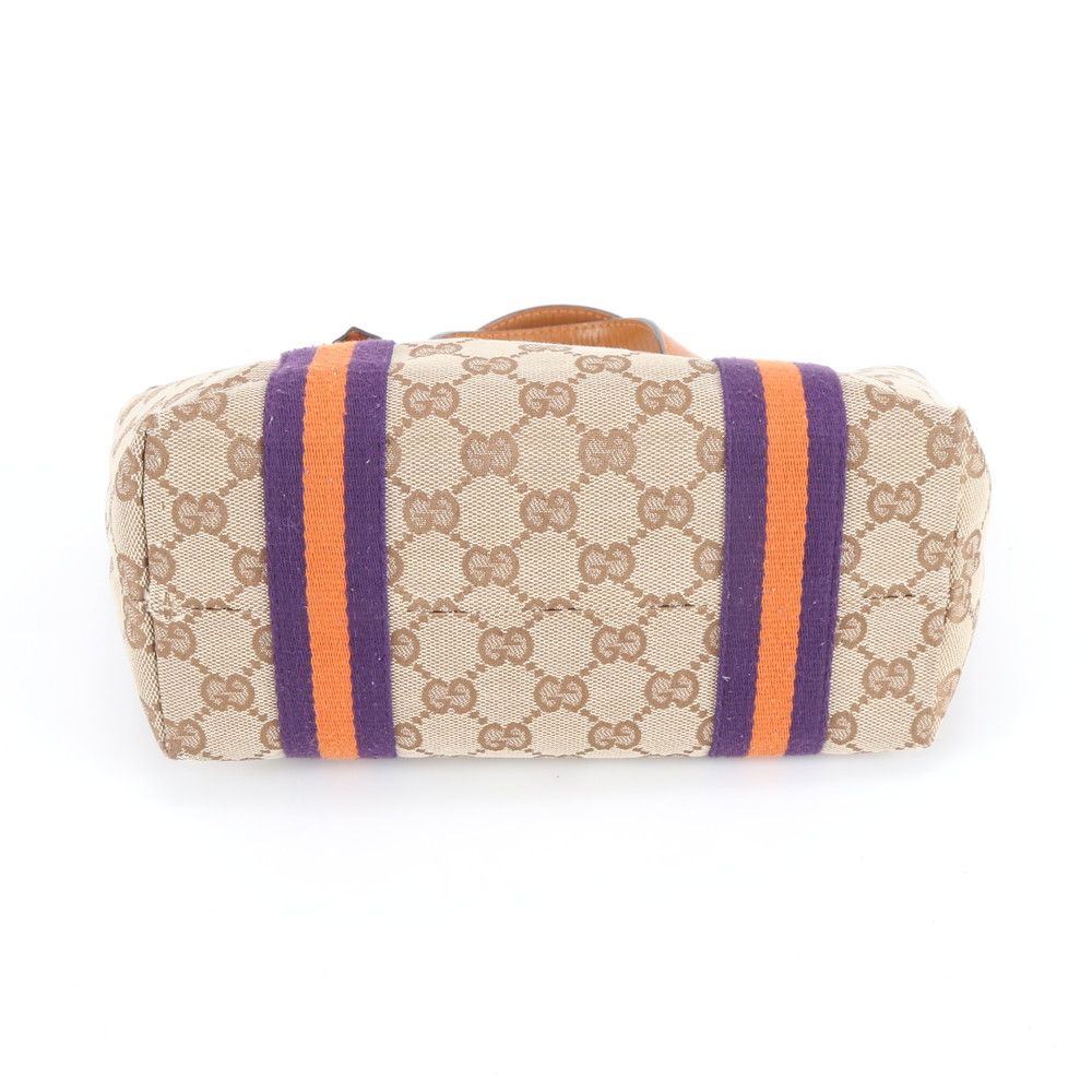 Gucci GG Canvas Charm Leather Handbag Tote Brown Efe — view 6