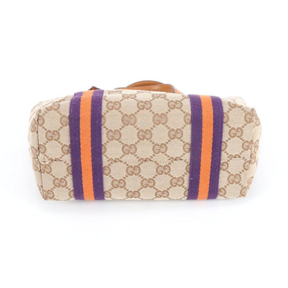 Gucci GG Canvas Charm Leather Handbag Tote Brown Efe — view 6