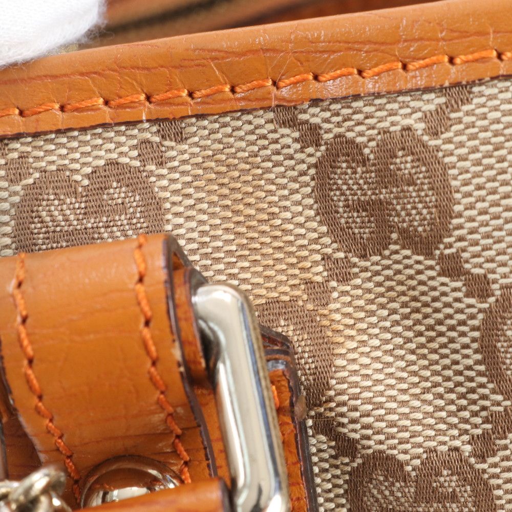 Gucci GG Canvas Charm Leather Handbag Tote Brown Efe — view 7