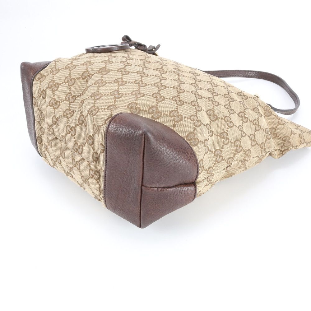 Gucci GG Canvas Leather Tote Shoulder Hand Brown — view 5